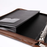 高雅棕拉鍊交屋包，立體資料袋、A4資料袋三孔活頁夾、名片袋、鑰匙皮扣