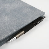 淺牛仔文青活頁工商日誌，多功能內側口袋、名片卡袋、筆插