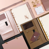 玫瑰金與大理石黑金工商日誌，多色平貼、進口玫瑰霧金PU皮紋、大理石霧黑金PU皮紋