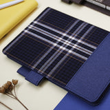 英倫優雅學院風封套工商日誌，多功能內側口袋、名片卡袋、筆插、蘇格蘭藍色