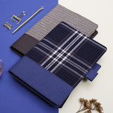 英倫優雅學院風封套工商日誌，多功能內側口袋、名片卡袋、筆插、蘇格蘭藍色