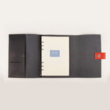 Black極致紅腰帶三折活頁工商日誌，展開