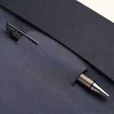 Black極致造型筆插三折活頁工商日誌，一體成形筆插