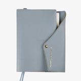 莫蘭迪色系列三折活頁工商日誌，湖水藍