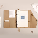 莫蘭迪色系列三折活頁工商日誌，展開