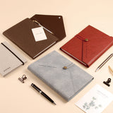 手拿包款三折封套工商日誌，情境