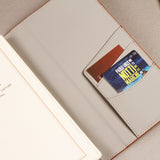 英式插筆三折款封套工商日誌，多功能內側口袋、名片卡袋