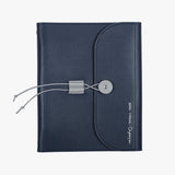 優雅信封繞扣書帶三折活頁工商日誌，石碇藍