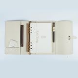 細版書帶三折活頁工商日誌，展開