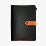 皮質包扣活頁工商日誌，陽光橘與黑