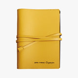復古手著綁帶活頁工商日誌，亮麗黃