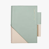 雙筆插大理石活頁工商日誌，淺白綠與白