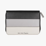 拼接色彩拉鍊包款工商日誌仿棉格紋，內裡羊毛氈皮紋、夾具 