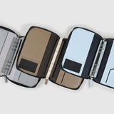 拼接色彩拉鍊包款工商日誌仿棉格紋，內裡羊毛氈皮紋、夾具 