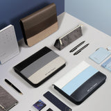 拼接色彩拉鍊包款工商日誌仿棉格紋，內裡羊毛氈皮紋、夾具 