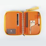 寬版手提帶拉鍊活頁工商日誌，展開