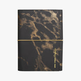 極簡風鬆緊帶活頁工商日誌，石黑金