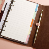 清新柔瑰粉鬆緊帶活頁工商日誌，烙印、夾具、便捷收納袋、多彩頁籤、名片卡套收納袋、鬆緊