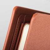 豐盛棕隱扣封套工商日誌， Logo烙印壓印、多功能內側口袋、名片卡袋、開窗名片袋、隱形磁扣