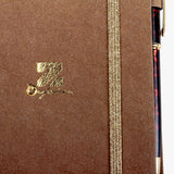 水洗牛皮紙鬆緊帶封套工商日誌，筆插鬆緊帶