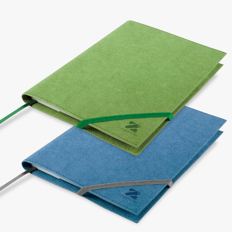 水洗牛皮紙鬆緊帶封套工商日誌，綠色跟藍色款