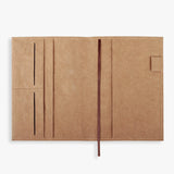 水洗牛皮紙鬆緊帶封套工商日誌，展開