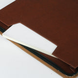 駝色質感拉鍊交屋包，Logo烙印、壓印、燙色、拉鍊、立體資料袋、A4資料袋四孔活頁夾、開窗名片套、鑰匙牌皮扣