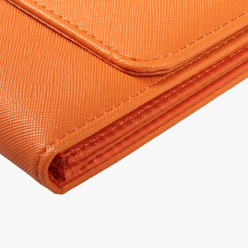 陽光橘時尚風琴夾，Logo烙印 、壓印、立體資料袋、多扣環、名片袋、拉鍊