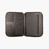 耀岩風華黑拉鍊交屋包，進口PU小荔枝紋、LOGO烙印、燙金、壓印、燙金、拉鍊、立體資料袋、印章袋、名片袋、筆袋