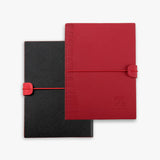雙色併料鬆緊帶精裝工商日誌，紅黑款