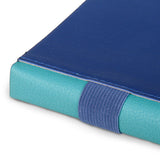 寶藍書背鬆緊帶精裝工商日誌，書背