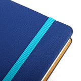 寶藍書背鬆緊帶精裝工商日誌，鬆緊帶