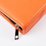 活力橘與丁香紫交屋包，烙印LOGO、壓印、燙銀、立體資料袋、活頁夾、開窗名片套、拉鑰匙皮扣