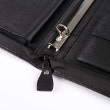 流線拼接拉鍊交屋包，鑰匙牌皮扣、金屬銘板、拉鍊、立體資料袋、A4資料袋三孔活頁夾、開窗名片套、A4資料袋