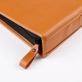 金茶菊真皮手提交屋包，LOGO烙印、燙金、壓印、立體資料袋、A4資料袋三孔活頁、名片袋、拉鍊、印章袋、鑰匙牌皮扣