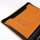 金茶菊真皮手提交屋包，LOGO烙印、燙金、壓印、立體資料袋、A4資料袋三孔活頁、名片袋、拉鍊、印章袋、鑰匙牌皮扣