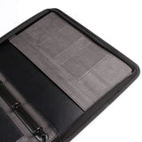 灰木紋簡素交屋拉鍊包，立體資料袋、鑰匙牌皮扣、A4資料袋四孔活頁夾、名片套