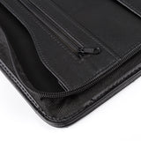 純黑優質拉鍊交屋包， Logo烙印、 燙色、 燙色、壓印、拉鍊、立體資料袋、開窗名片套、存款本袋、多功能拉鍊袋