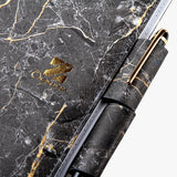 黑色北歐簡約大理石活頁工商日誌，雙孔造型筆插也是書扣