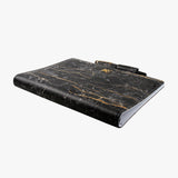 黑色北歐簡約大理石活頁工商日誌，斜角特寫