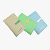 淡雅穿入扣帶活頁工商日誌，奶茶米、淺白綠、湖水藍