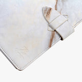 大理石金穿入扣帶活頁工商日誌，Logo烙印、穿入式扣帶