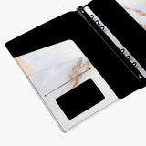 大理石金穿入扣帶活頁工商日誌，多功能內側口袋、名片卡袋