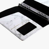 大理石金穿入扣帶活頁工商日誌，多功能內側口袋、名片卡袋