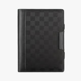 千鳥格紋鬆緊帶活頁工商日誌，深夜黑