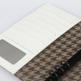 千鳥格紋鬆緊帶活頁工商日誌，名片卡袋