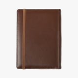 棕色平滑鬆緊帶活頁工商日誌，背面