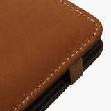 棕色平滑鬆緊帶活頁工商日誌，鬆緊帶、仿麂皮