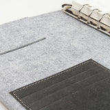 暖感羊毛氈扣帶款活頁工商日誌，多功能內側口袋、名片卡袋