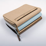鬆緊帶皮革創意拉鍊活頁工商日誌，三色款